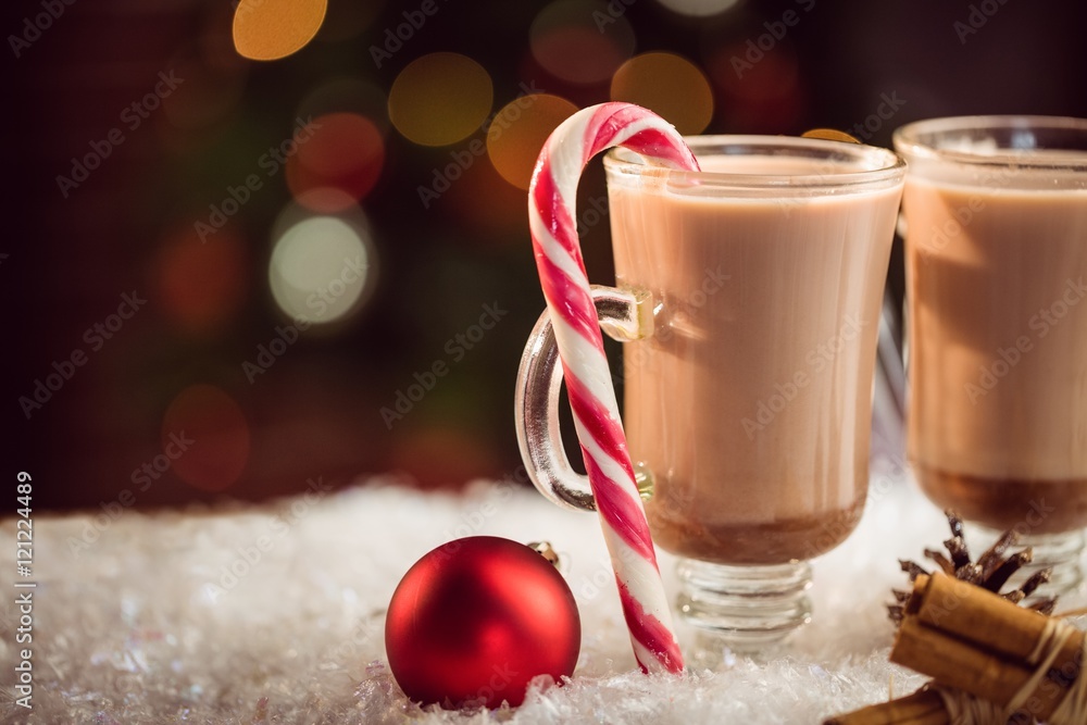Poster extreme close up view of composite image of hot chocolates