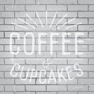 Fototapeta Hand drawn lettering slogan on brick wall background