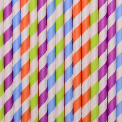 Multicolored straws background - Flat lay