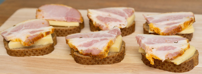 sandwiches on a board