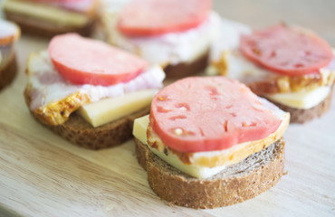 sandwiches on a board