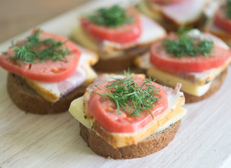 sandwiches on a board