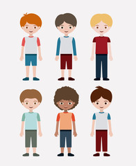 Boys cartoon. Kids childhood and people theme. Colorful design. Vector illustration
