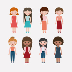 Girls cartoon. Kids childhood and people theme. Colorful design. Vector illustration