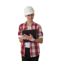 Cute teenager boy over white isolated background