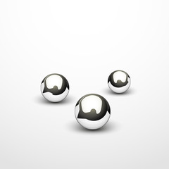 Steel balls on white background. Vector illustration