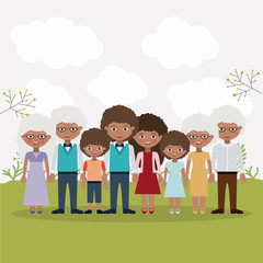 Mother father daughter son and grandparents icons. Family generation and relationship theme. Colorful design. Vector illustration