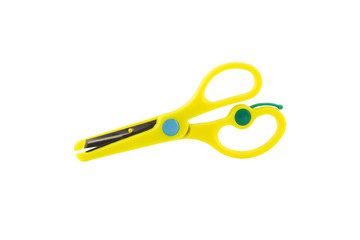 Scissors with plastic handles. isolated on white