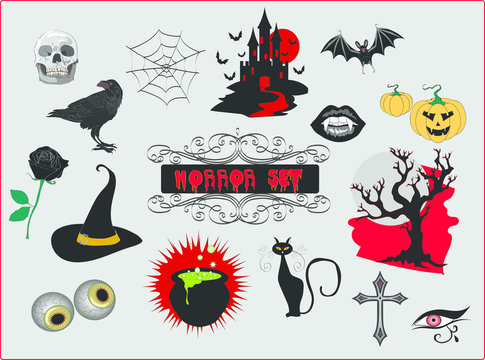 Set of horror icons - vector