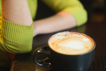 cup of hot coffee at a cafe
