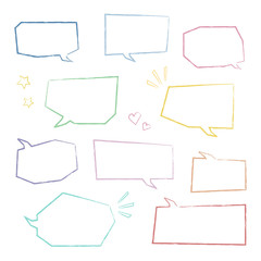 吹き出し カラフル線画 / vector eps