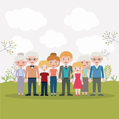 Mother father daughter son and grandparents icons. Family generation and relationship theme. Colorful design. Vector illustration