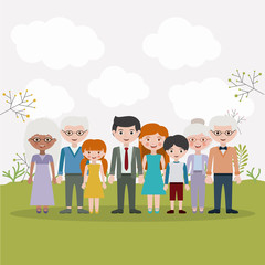 Mother father daughter son and grandparents icons. Family generation and relationship theme. Colorful design. Vector illustration
