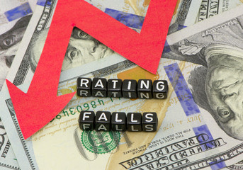 Rating word falls on the background