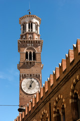 Fototapeta na wymiar Medieval Tower of Lamberti (Torre dei Lamberti) in Verona - Veneto, Italy
