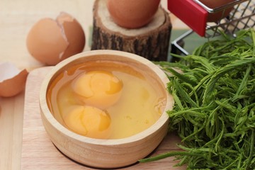 Egg and vegetables acacia pennata for omelet cooking.