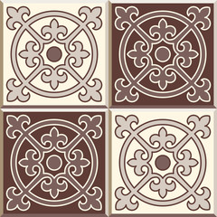 Retro Floor Tiles patern, set of four patterns