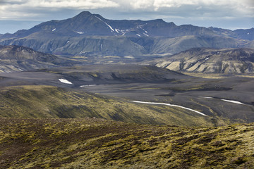 aerial view to mountains valley in Iceland