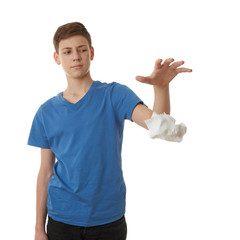 Cute teenager boy over white isolated background