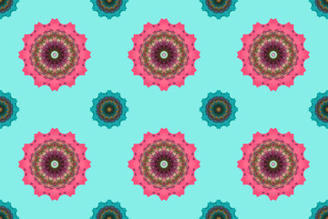 Mandala art, kaleidoscope Seamless abstract flowers wallpaper ba