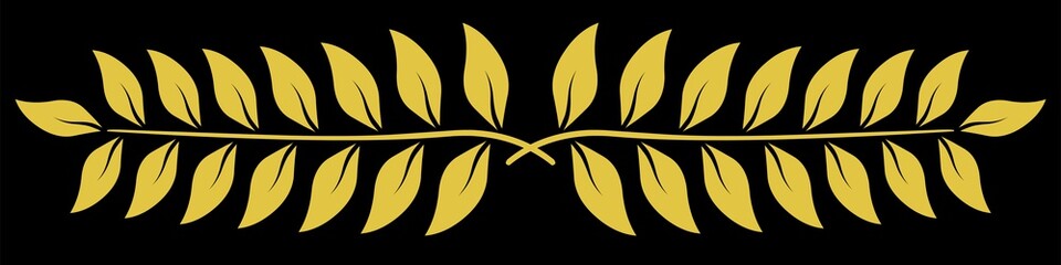 Bannière lauriers or sur fond noir 