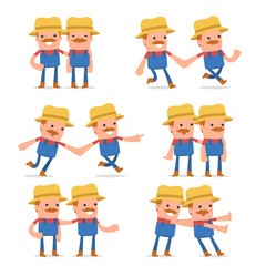 Set of  Good and Careful Character Farmer in helps poses