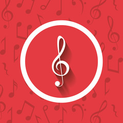 Music note inside button icon. Sound melody and musical theme. Colorful design. Vector illustration