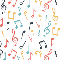Music note icon. Sound melody and musical theme. Colorful and background design. Vector illustration