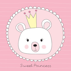 teddy bear princess vector illustration