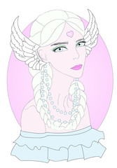 Illustration of young woman blonde portrait - vector