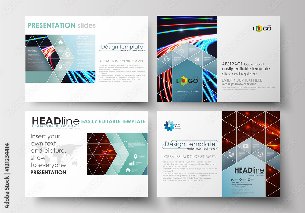 Poster set of business templates for presentation slides. easy editable flat layouts. abstract lines backgr