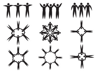 Holding Hand Human Figures Symbol Vector Illustration