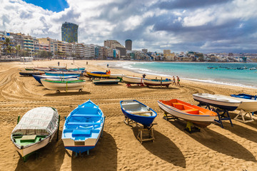 Fototapeta na wymiar Boats On The Beach - Las Palmas,Gran Canaria,Spain