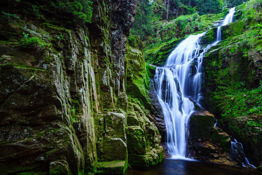 Fototapeta Kamienczyk Waterfall in Karkonosze National Park in Poland Sudety Mountains near Szklarska Poreba town.