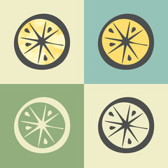 Vector outline orange slice food icon with watercolor fill. Elements for mobile concepts and web apps. Modern infographic logo and pictogram.