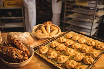 Michetta and sweet food on a table