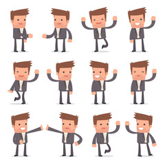 Set of Funny and Cheerful Character Competitor welcomes poses