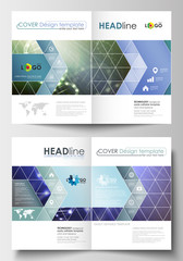 Business templates for brochure, magazine, flyer, booklet. Cover design template, abstract flat layout in A4 size. DNA molecule structure, science background. Scientific research, medical technology.