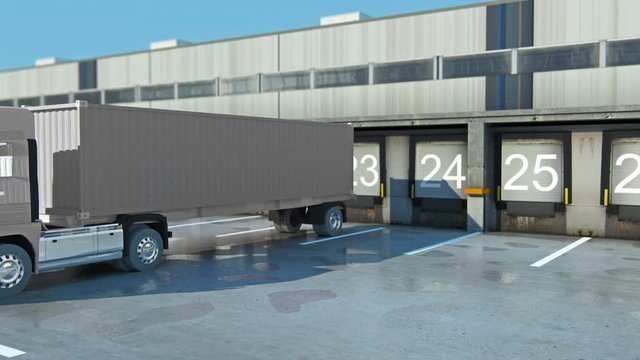 Cargo Transportation - Truck in the warehouse Cardboard boxes isolated over white background for use in presentations, education manuals, design, etc. 3D