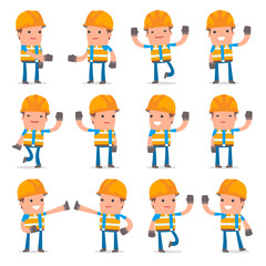 Set of Funny and Cheerful Character Constructor welcomes poses