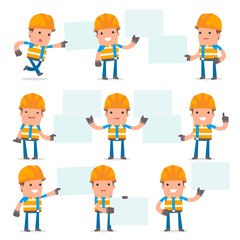 Set of Funny and Cheerful Character Constructor holds and intera