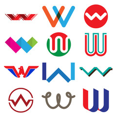 Vector illustration of abstract icons based on the letter W