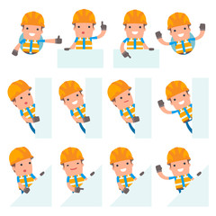 Set of Funny and Cheerful Character Constructor holds and intera