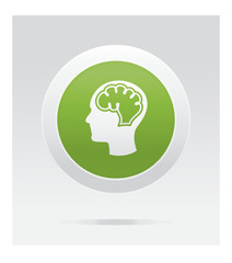 Brain. Medical icon. Green vector button.