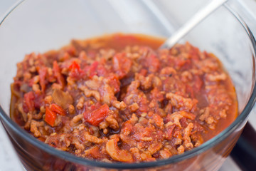 Thai cuisine nam prik or chili paste mixes with fish serves with