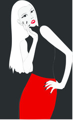 Elegant Asian Woman with Long Hair Posing   for  the Camera. Sty