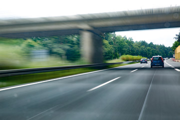 Fast car on highway