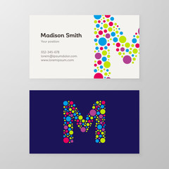 Modern letter M circle Business card template