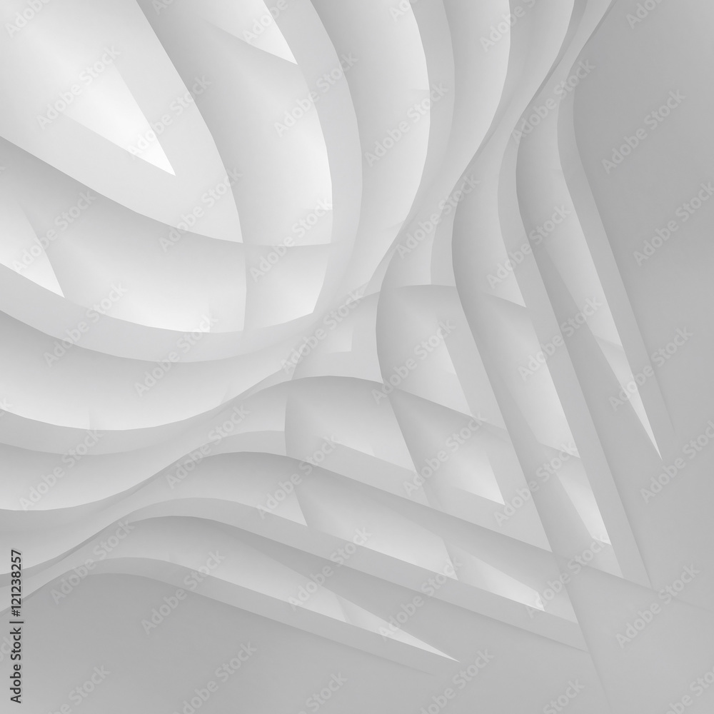 Poster 3d illustration. abstract architectural white architecture element. curve shape, disappearing into t