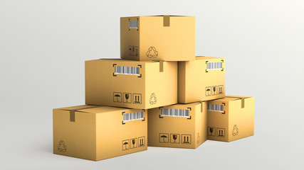 Cardboard boxes isolated over white background